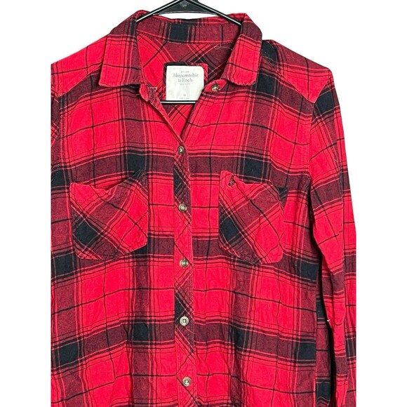 Abercrombie & Fitch Womens Top Size M Light Flannel Plaid Button-Up Cottage/Fall - Picture 3 of 11
